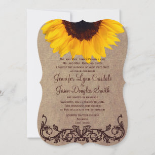 Rustic Country Sunflower Wedding Invitations