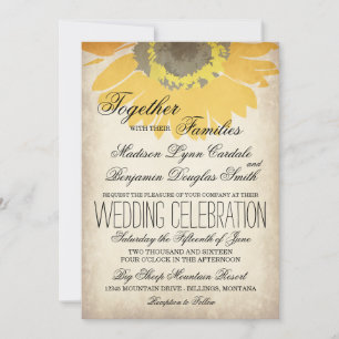 Rustic Country Sunflower Wedding Invitations