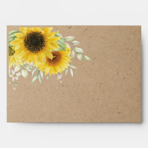 Rustic Country Sunflower Wedding Kraft Paper Envelope