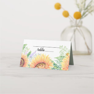 Rustic Country Sunflower Wedding Table Place Cards
