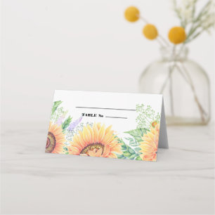 Rustic Country Sunflower Wedding Table Place Cards