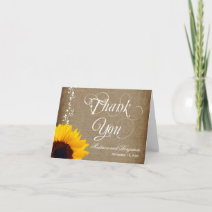 Rustic Country Sunflower Wedding Thank You Cards