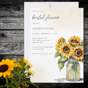Rustic Country Sunflowers Bridal Shower  Invitation