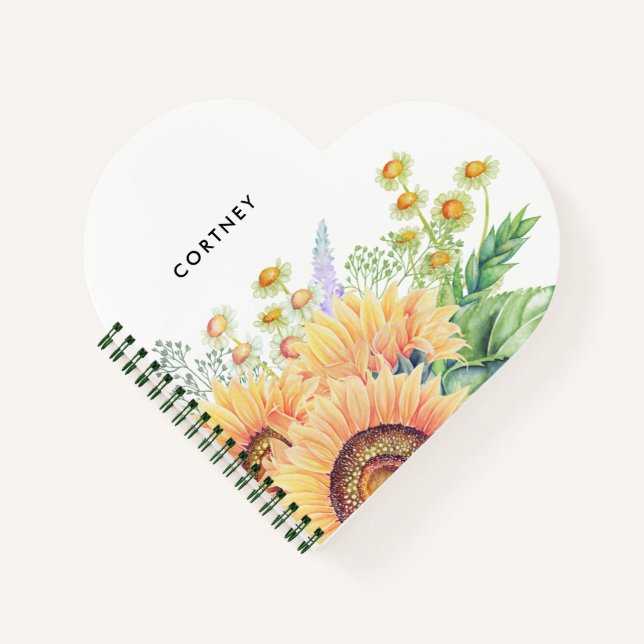 Rustic | Country Sunflowers Custom Gift Notebook (Front)