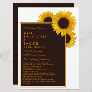 Rustic Country Sunflowers - Floral Wedding Programme
