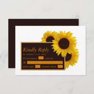 Rustic Country Sunflowers - Floral Wedding RSVP Card