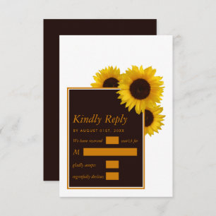 Rustic Country Sunflowers - Floral Wedding RSVP Card