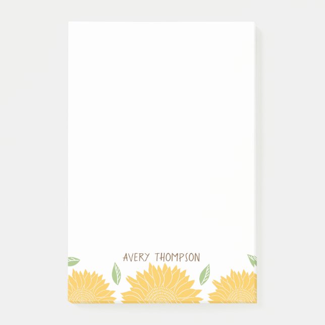 Rustic Country Sunflowers Personalised Post-it Notes (Front)