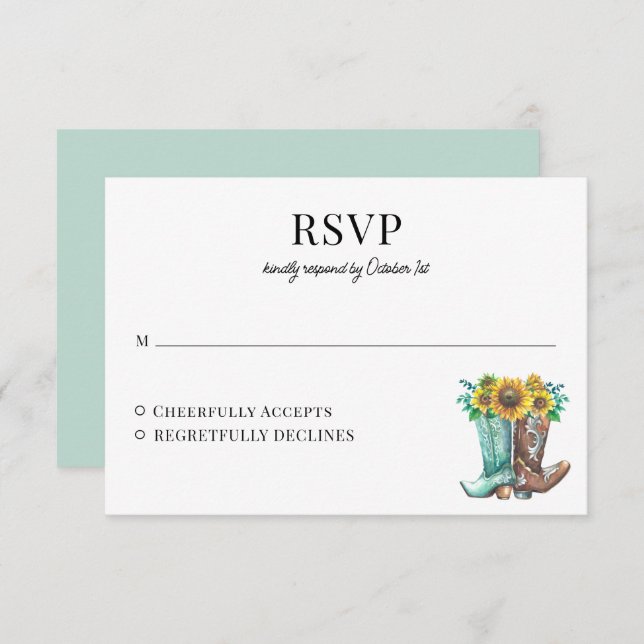 Rustic Country Sunflowers Wedding Response Card (Front/Back)