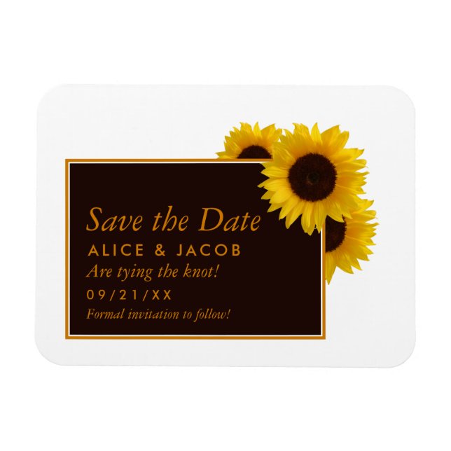 Rustic Country Sunflowers - Wedding Save The Date Magnet (Horizontal)