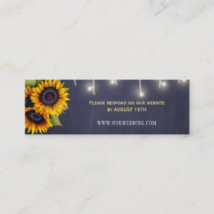 Rustic country sunflowers wedding website RSVP Mini Business Card