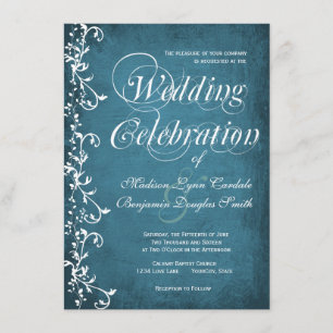 Rustic Country Swirls Blue Wedding Invitations