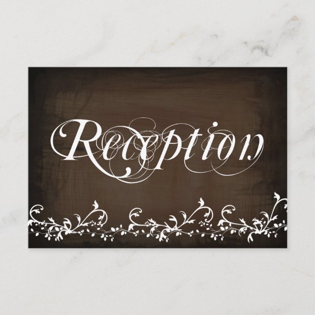 Rustic Country Swirls Brown Reception Cards (Front)