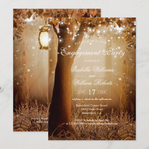 Rustic Country Tree String Lights Engagement Party Invitation
