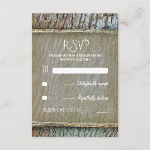 Rustic country tree wood wedding RSVP cards