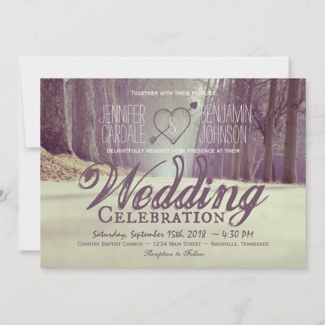 Rustic Country Trees Fall Wedding Invitations (Front)