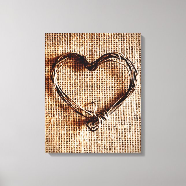 Rustic Country Twine Heart on Burlap Print (Front)
