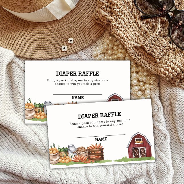 Rustic Country Veggie Diaper Raffle Baby Shower Enclosure Card (Rustic Country Veggie Diaper Raffle Baby Shower Enclosure Card)