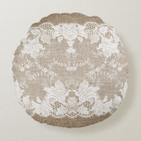 Rustic country vintage beige burlap and white lace