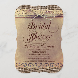 Rustic Country Vintage Bridal Shower Invitations