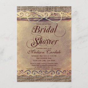 Rustic Country Vintage Bridal Shower Invitations