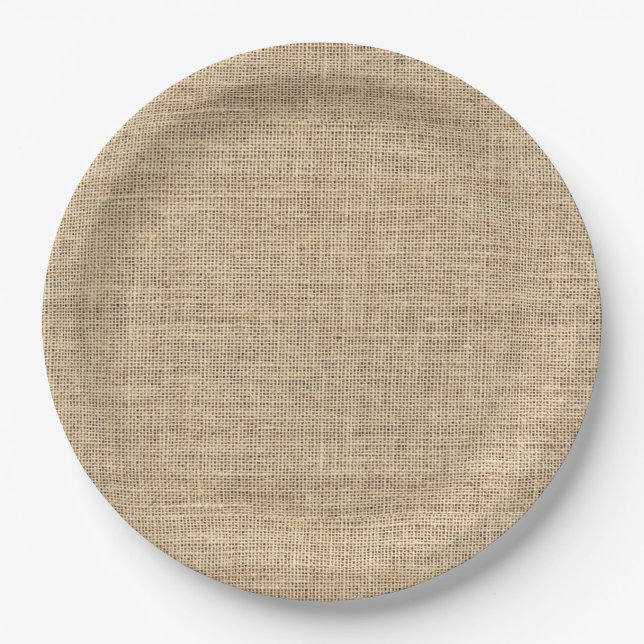 Rustic Country Vintage Burlap Paper Plate (Front)