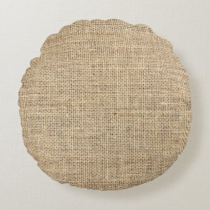 Rustic Country Vintage Burlap Round Cushion