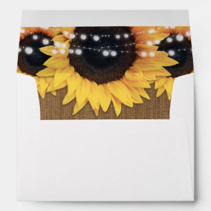 Rustic Country Vintage Burlap Sunflower Wedding Envelope