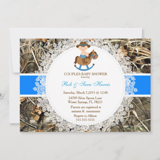 Rustic Country Vintage Camo Baby Shower Invite (Front)