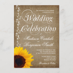 Rustic Country Vintage Sunflower Wedding Invites