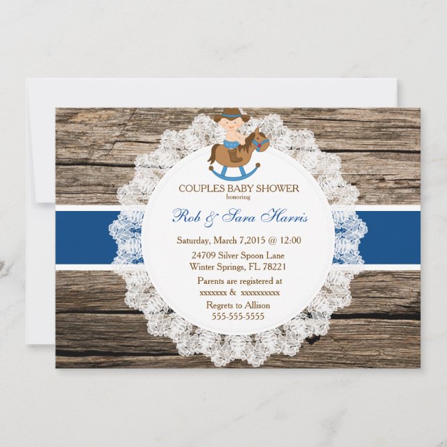 Rustic Country Vintage Wood Baby Shower Invite (Front)