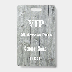 Rustic Country VIP All Access Pass Concert Badge ID Badge