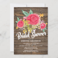 Rustic Country Watercolor Flowers Bridal Shower