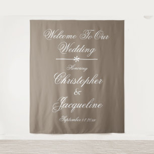 Rustic Country Wedding Custom Names Stone Backdrop Tapestry