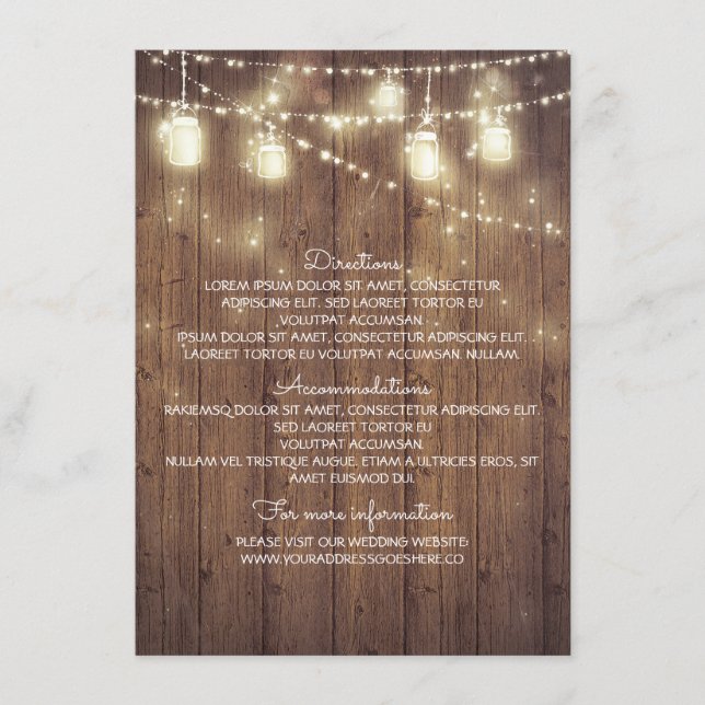 Rustic Country Wedding Details - Information Enclosure Card (Front)