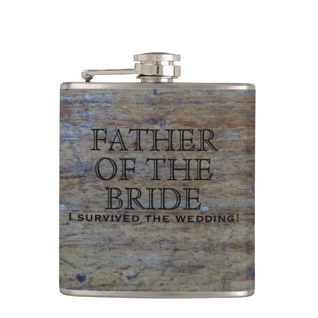 Rustic Country Wedding | Funny Father of the Bride Hip Flask (Front)