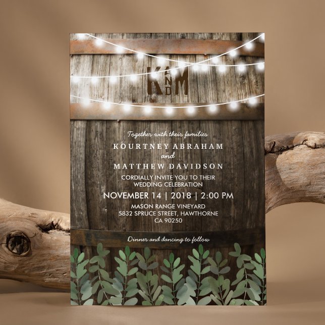 Rustic Country Wedding | Greenery Leaves Invitation (Creator Uploaded)