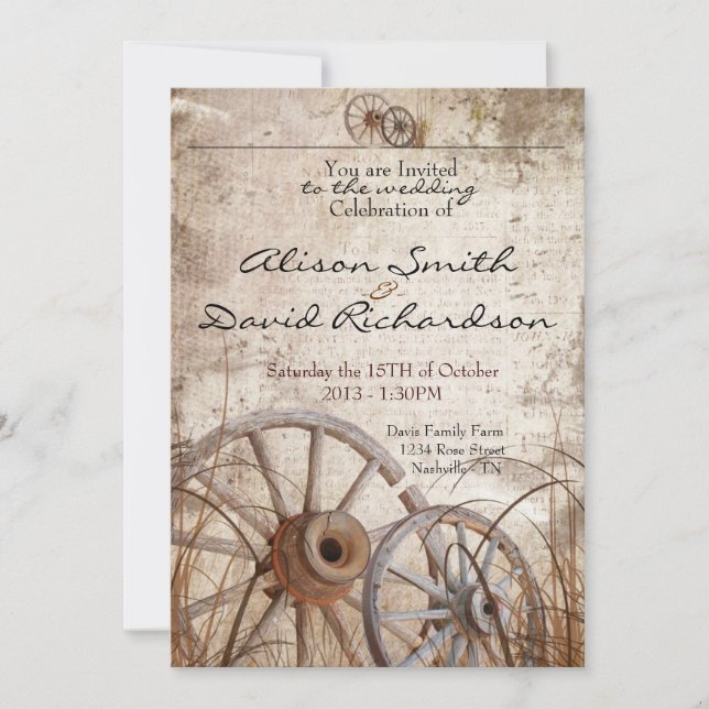 Rustic country wedding invitation (Front)