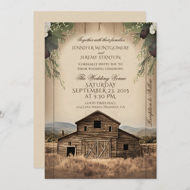 Rustic Country Wedding Invitation (Front/Back)