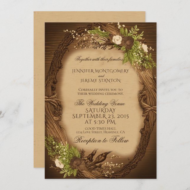 Rustic Country Wedding Invitation (Front/Back)