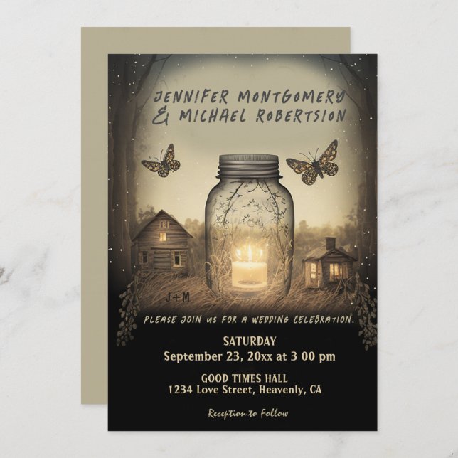Rustic Country Wedding Invitation (Front/Back)