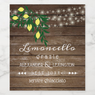 Rustic Country Wedding Limoncello Bottle Label  