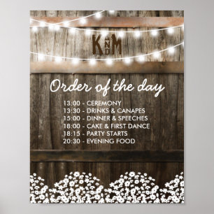 RUSTIC COUNTRY WEDDING ORDER OF THE DAY POSTER