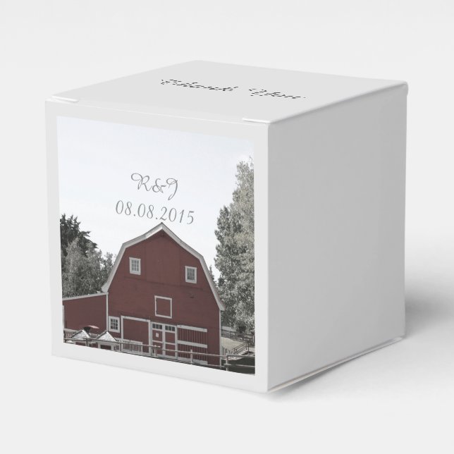 rustic country wedding red barn wedding favour box (Front Side)
