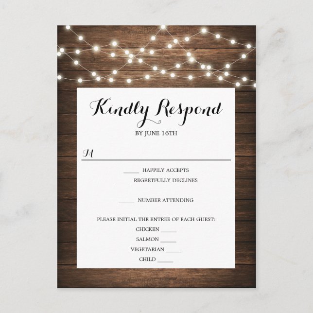 Rustic Country Wedding RSVP Postcard (Front)