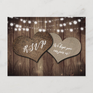 Rustic Country Wedding RSVP Postcard Meal Choice