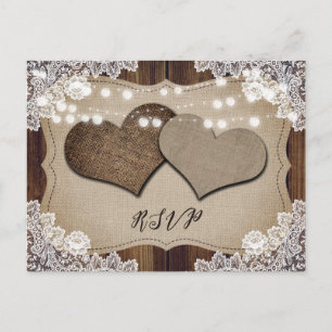 Rustic Country Wedding RSVP Postcard Meal Choice