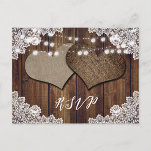 Rustic Country Wedding RSVP Postcard Meal Choice