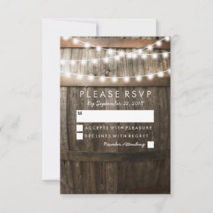 Rustic Country Wedding RSVP   String of Lights Card