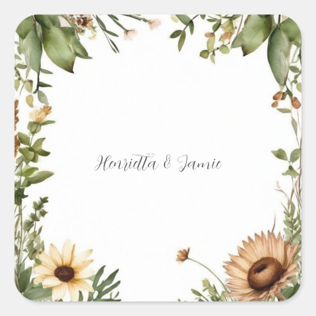 Rustic Country Wedding  Square Sticker (Front)
